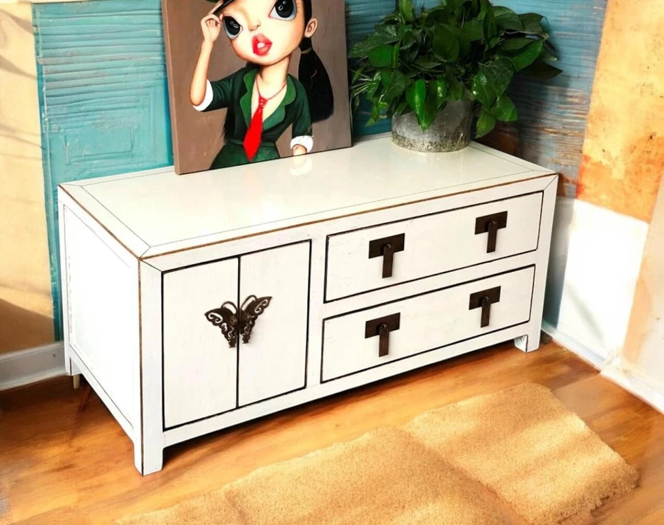 TV-Kommode Möbel Schrank chinesisch orientalisch Lowboard Vintage asiatisch shab - Bild 3 von 4
