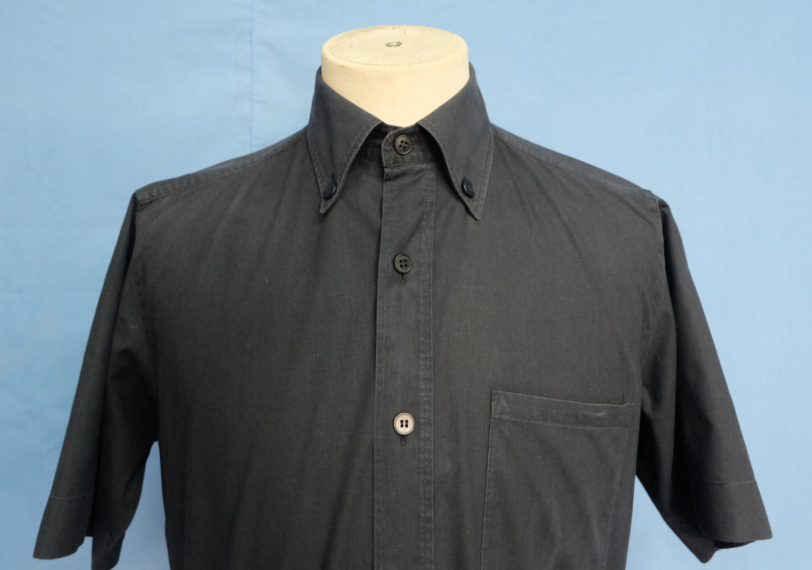 Agnes b Homme Solid Black Button Down Cotton Men'… - image 3