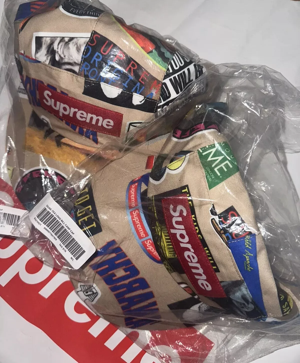 Casquette de camp Supreme SS21 Gore Tex Long Bill   M/L   autocollants bronzés