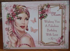 HANDMADE PERSONALISED ART DECO MUM BIRTHDAY CARD SASSY LADY IN PINK 2023 DESIGN