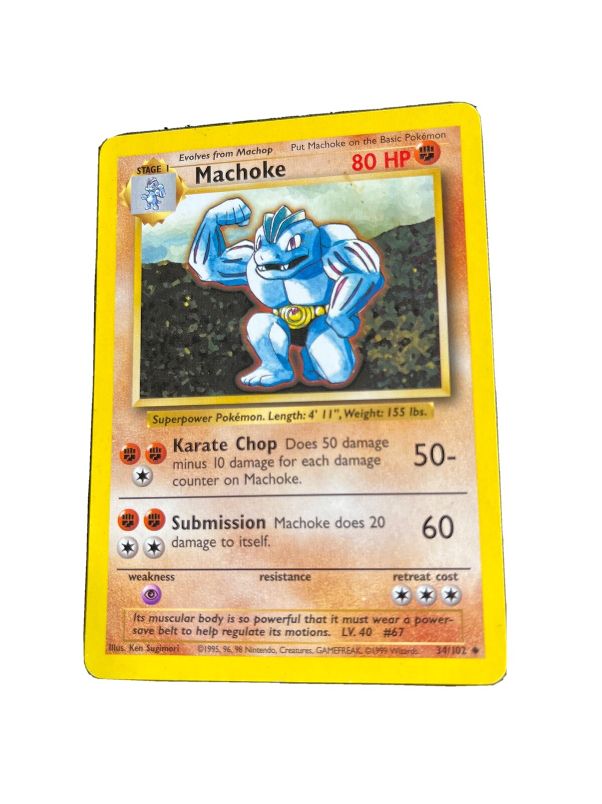 Pokémon TCG Machoke Base Set 34/102 Regular Uncommon 1999 VTG 99