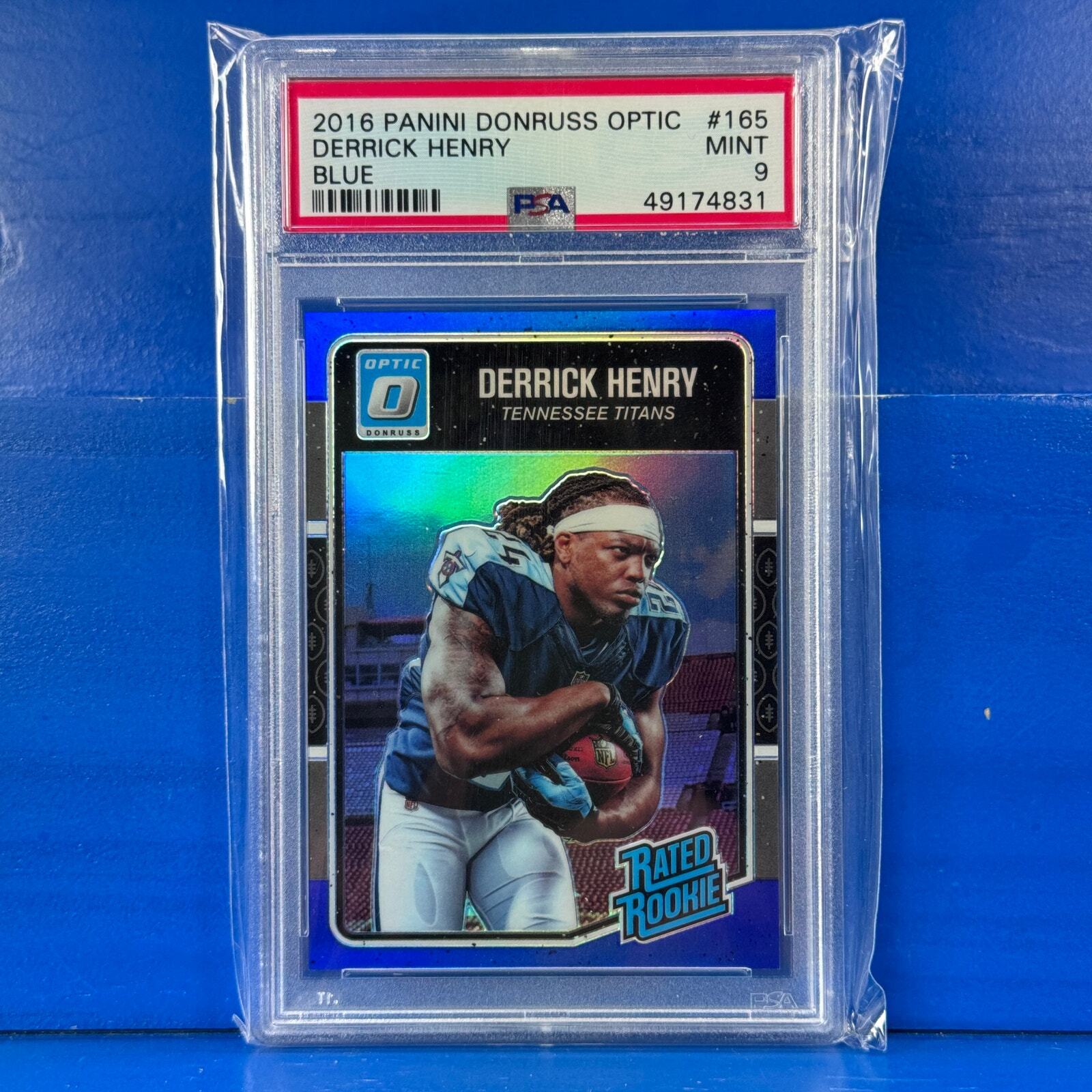 DERRICK HENRY 2016 Panini Optic Rated Rookie RC #165 BLUE SP /149 PSA 9 Mint