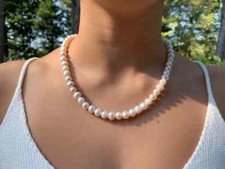 8mm Freshwater Pearl Necklace, Bridal Pearls, White Pearl, Bridesmaid Jewelry