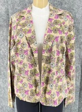 Vintage Liz Claiborne Women Floral Tropical Beach Long Sleeve Blazer Jacket 16