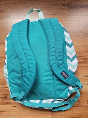 JANSPORT GREENS-WHITE-CHEVRON PRINT BACK BACKPACK- | eBay