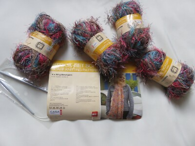 Neu - Strick-Set Schal + 4 x 50g Strickgarn + Nadel + Anleitung - Nr. 2