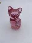 Fenton Clear Pink Glass Sitting Cat