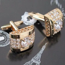 Crystal Mens Cufflinks Shirt Cuff Links Wedding Party Gift Buttons