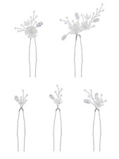 5 Pcs Cubic Zirconia Bridal Hair Pins Pearls Wedding Hair Accessories for Bri...