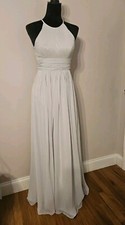 After Six Maxi Evening Gown Dress S Light Gray Gorgeous Sleeveless 