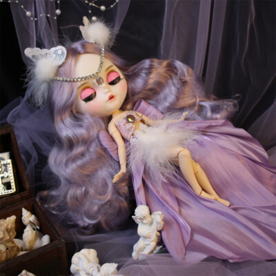12'' Blythe doll Nude joint body princess Long hair Hand Painted face sleep eyes