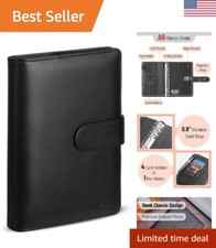 Professional Leather Ring Binder - A6 Size with Hidden Compartments  Pen Loop