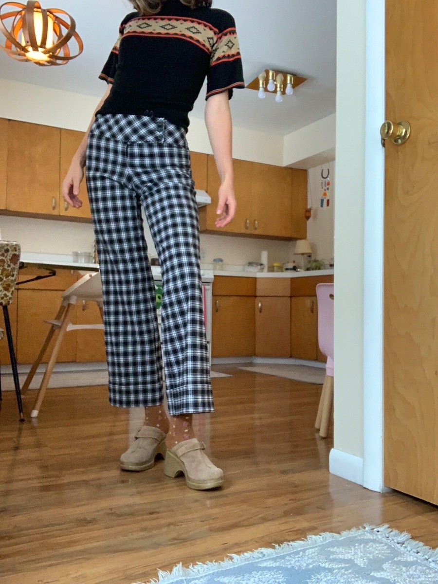 Y2K Does 70s Wide Leg Black/White Plaid Pants | eBay