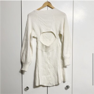 Free People Emmaline Mini Dress Knit Long Sleeve Boho Off White XS NWT $168  | eBay