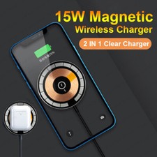 For iPhone 15 14 13 12 Pro MAX MagSafe Magnetic Fast Wireless Charger Clear Pad