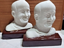 KNUTE ROCKNE CERAMIC POTTERY BOOKENDS NOTRE DAME FOOTBALL RARE