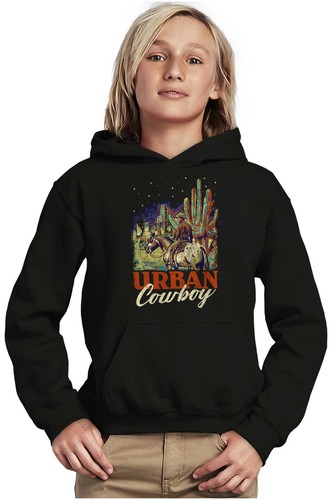 Cool Vintage Distressed Western Urban Cowboy Youth Hooded Sweatshirt Boy or Girl - Picture 4 of 7