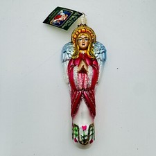 Old World Christmas Slender Angel Glass Ornament 5.75  Hand Painted NWT 2006