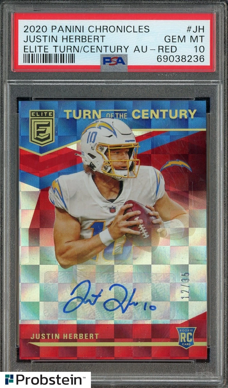Justin Herbert Panini Chronicles Elite Turn of the Century Autographs #JH Red