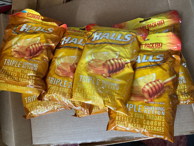 TWO HALLS Relief Honey Lemon Cough Drops, Economy Pack, 80 Drops, Free shipping