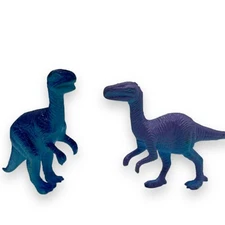 2 Vtg Jaru Brand Bright Colorful Miniature Toy Dinosaur Figures Plastic