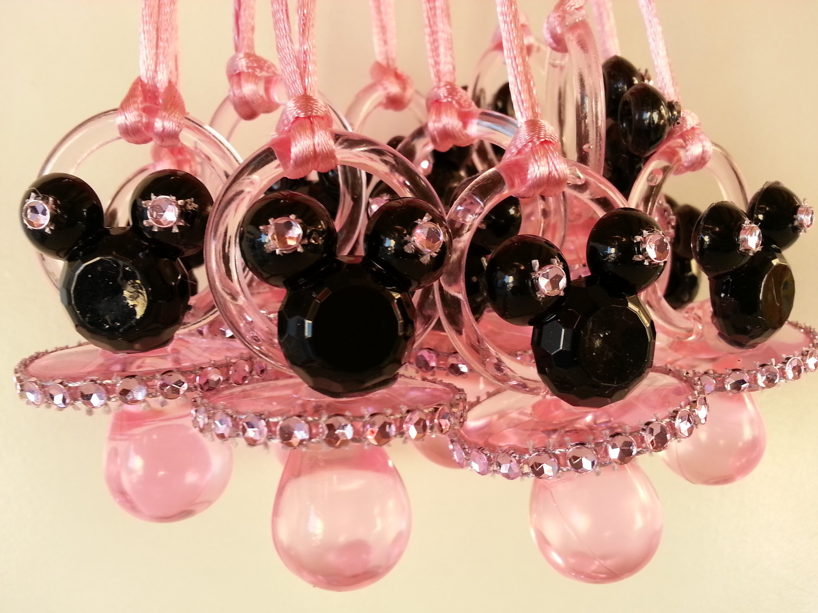 Minnie Mouse Baby 12 Pink Pacifier Necklaces Baby Shower Game Favors Prize Girl Decor Ck18706en4n