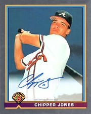CHIPPER JONES SIGNED 1981 TOPPS CERTIFIED AUTOGRAPH ISSUE BOWMAN #569 JUMBO CARD