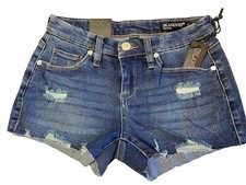 BLANKNYC The Astor Cut-off Denim Jean Shorts Size 24 Medium Wash Distressed NWT