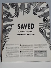 1940 Liberty Mutual Insurance Fortune WW2 Print Ad Q3 Hands Defense America