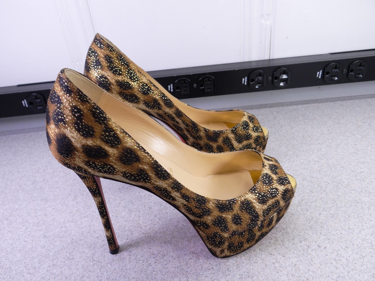 Women's Christian Louboutin Cheetah Fur Print Louis Vuitton Heel