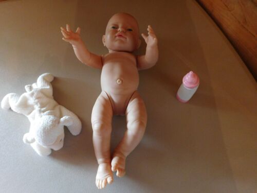 New Born BergUSA Doll 14" with White Lamb Toy, Bottle & Pink One Piece Outfit - Picture 2 of 3