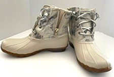 Sperry Women's Saltwater Metallic Camo Duck Boot - Cream NWB Size 6M