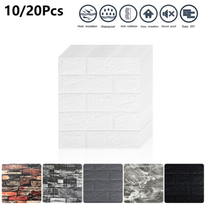 10/20 x 3D Brick Wall Sticker Self-adhesive PE Foam Panel Wallpapers 13.8*15.2''