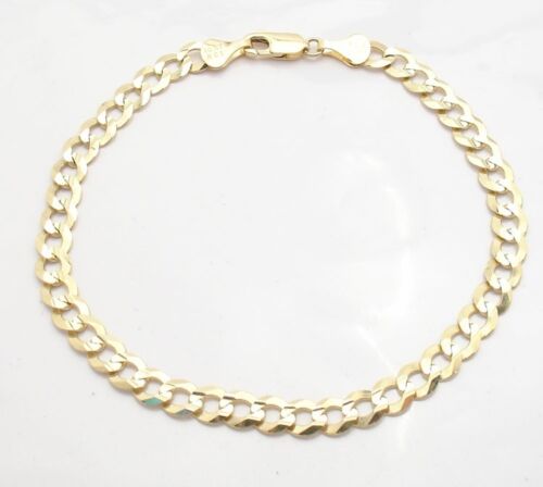 Unisex Solid Curb Cuban Link Chain Bracelet Real 10K Yellow Gold  GREAT GIFT - Afbeelding 1 van 4