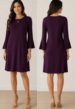 Tommy Hilfiger Plum Purple Bell Sleeve Evening Shift Dress Women’s 10 NWT