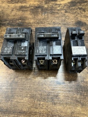 Lot of 3 Siemens QP QT Circuit Breakers 15A 20A 30A Q2020