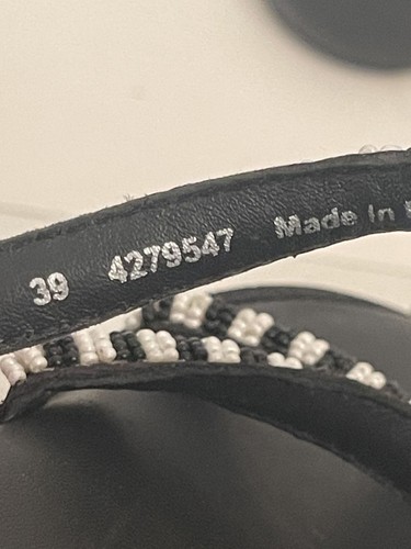 Free People Beatrice Black White Beaded Leather Flat Sandals Women EUR 39 US 9 - Picture 10 of 10