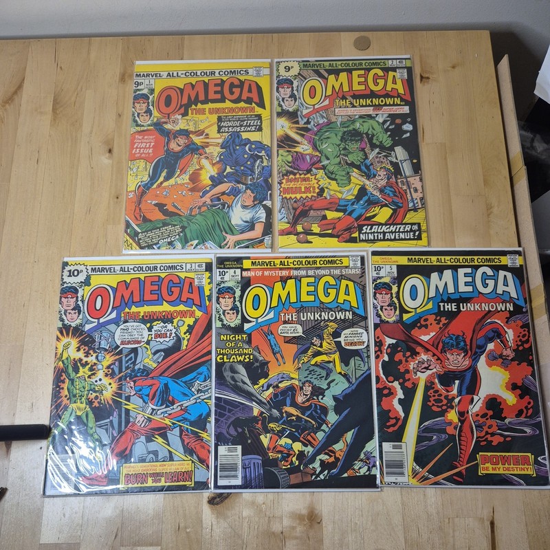 Omega the Unknown #1 to #5 Marvel Comics 1976 Bronze Age 1st Appearance of Omega