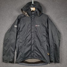 BERGHAUS Jacket Mens L Large Black Goretex Paclite Hooded Rain Coat Lightweight