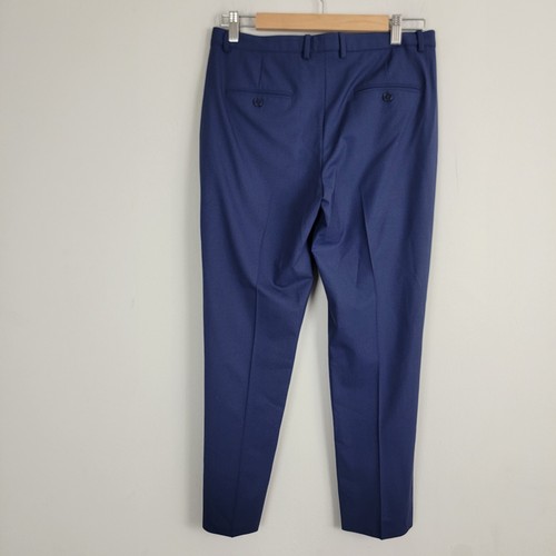 Theory Hartsdale pantaloni dritti in lana tracciabili blu donna 4 carriere cuciture anteriori - Foto 3 di 13