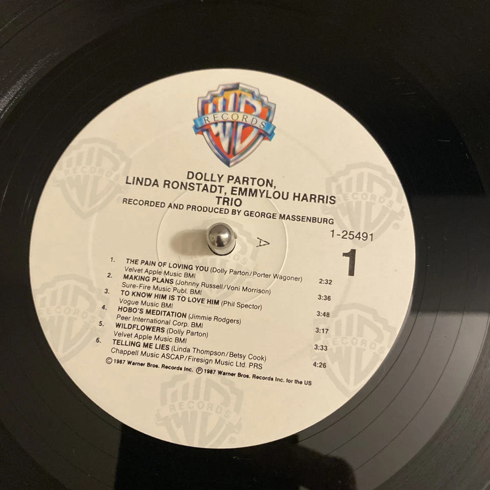 Dolly Parton Linda Ronstadt Emmylou Harris "Trio" Vinyl LP (1987) WB - VG+/G Foto 3 de 4