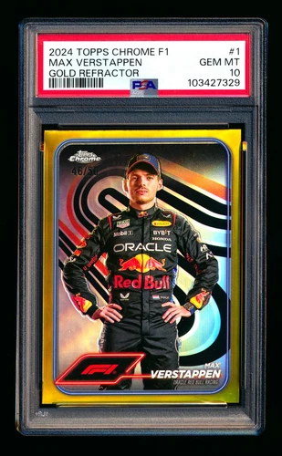 2024 Topps Chrome F1 #1 Max Verstappen Gold Refractor Portrait #46/50 PSA 10