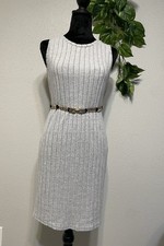 Chic Gray Sleeveless Ribbed Midi Dress Comfortable-Warm and Soft Size M