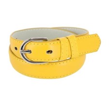Kid's Leather 1 inch Basic Dress Belt Large Yellow