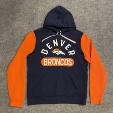 Denver Broncos Hoodie Sweatshirt Mens Large Blue Orange NFL Football Fanatics