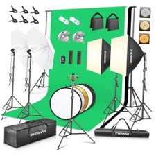Photography Lighting kit with Backdrops, 8.5x10ft Backdrop Stands, LED Bulbs