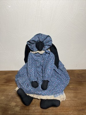 Vintage Handmade Cloth Black Rabbit Primitive Rustic Country Granny Core Decor