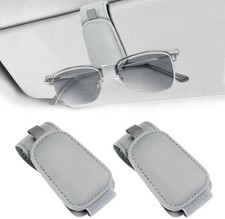 2 Pack Sunglass Holder Clip for Car Visor, Upgrade Magnetic Leather Visor Sungla