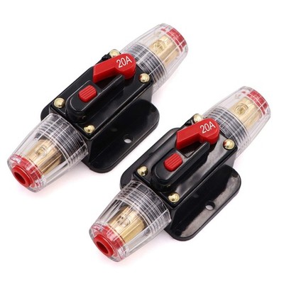 20A Audio Inline Circuit Breaker Reset Fuse PowMr Reset ，0-8 Gauge 20 amp