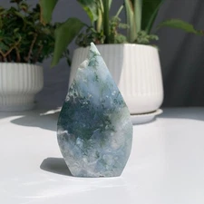 131g Druzy Moss Agate Freeform Point Crystal Art Healing Stone Home Decor